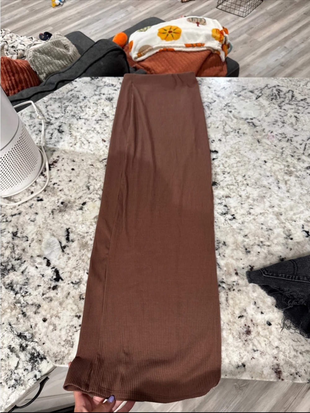 Windsor Brown Ribbed Maxi Skirt